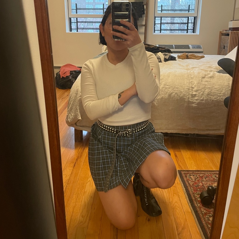 Wild Fable preppy plaid skirt with buckle detail